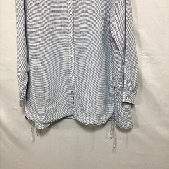 J. Jill large Blue Striped Linen Shirt - Picture 3 of 11